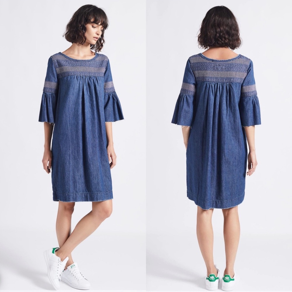 Current Elliott Abigail Embroidered Denim Dress